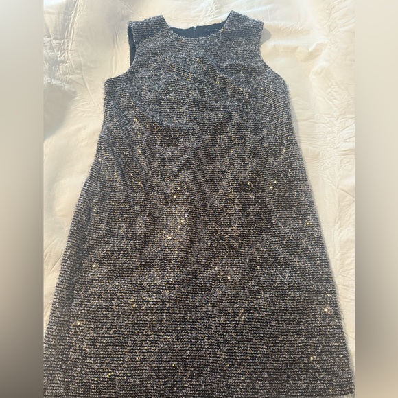 St. John Black and Gold Tweed Dress - Picture 1 of 7